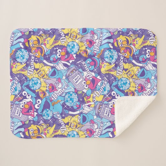 Sesamstraat | Groovy Dance Pattern Sherpa Deken (Voorkant (horizontaal))