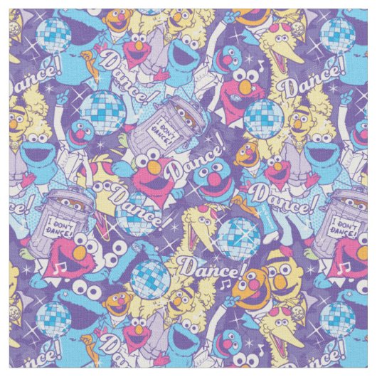 Sesamstraat | Groovy Dance Pattern Stof (Close Up)