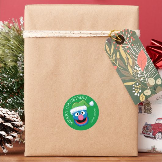 Sesamstraat | Grover Merry Christmas Gift Label (Feestdagen)