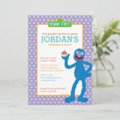Sesamstraat Grover Polka Dot Verjaardag Kaart (Staand voorkant)