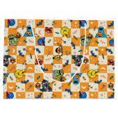 Sesamstraat Halloween geruit patroon Groot Cadeauzakje (Achterkant)