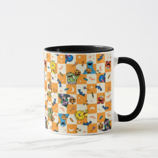 Sesamstraat Halloween geruit patroon Mok (Rechts)
