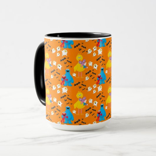 Sesamstraat Halloween vleermuizen en geesten patro Mok (Voorkant links)