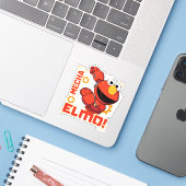 Sesamstraat | Het ontwerp van Mecha Builders Elmo Sticker (Laptop met iPhone)