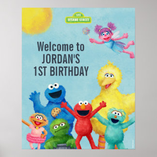 Sesamstraat illustratie Verjaardag Welkom Poster