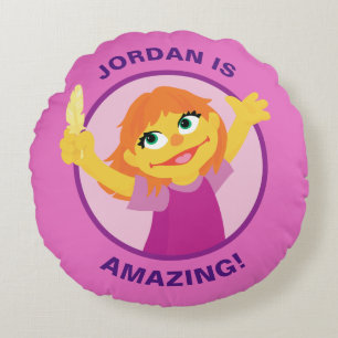 Sesamstraat Julia Holding Feather Rond Kussen