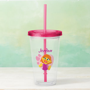 Sesamstraat   Julia Pink Heart Acryl Drinkbeker