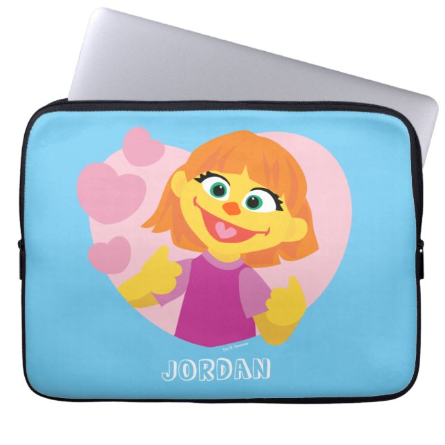 Sesamstraat | Julia Pink Heart Laptop Sleeve (Voorkant)