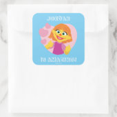 Sesamstraat | Julia Pink Heart Vierkante Sticker (Tas)