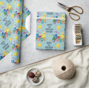 Sesamstraat Karakter Illustratie Verjaardag Cadeaupapier