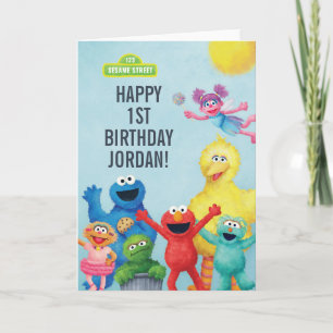 Sesamstraat Karakter Illustratie Verjaardag Kaart