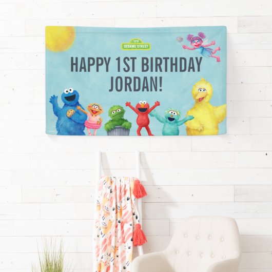 Sesamstraat Karakter Illustratie Verjaardag Spandoek (Insitu)