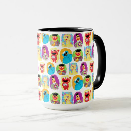 Sesamstraat Karakter Leuk & Kleurrijk Patroon Mok (Voorkant rechts)