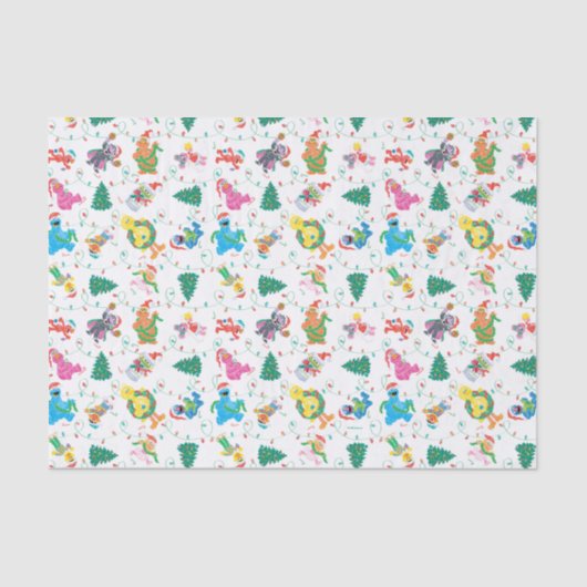Sesamstraat kerstboompatroon tissuepapier (Voorkant)