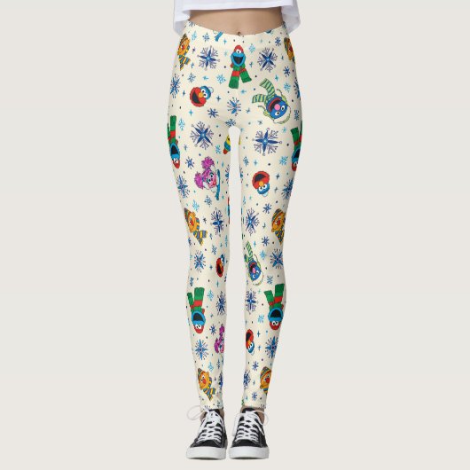 Sesamstraat Kerstmis Snowflake Patroon Leggings (Voorkant)