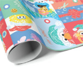 Sesamstraat kerstpatronen | Jouw namen toevoegen Cadeaupapier (Rol Hoek)