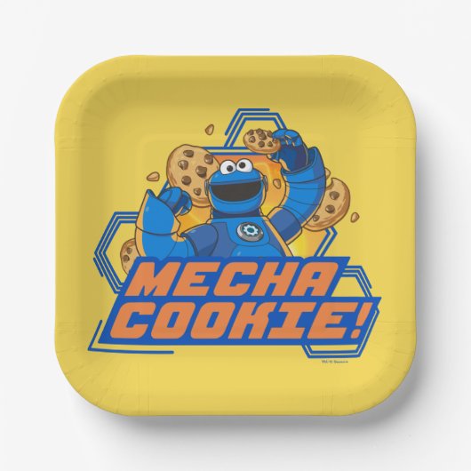 Sesamstraat | Koekjesmonster Mecha Cookie. Papieren Bordje (Voorkant)