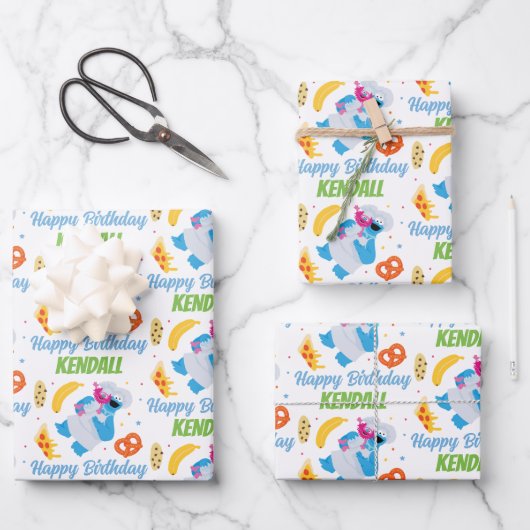 Sesamstraat Koekjesmonster Voedselvrachtwagen Inpakpapier Vel (Voorkant)