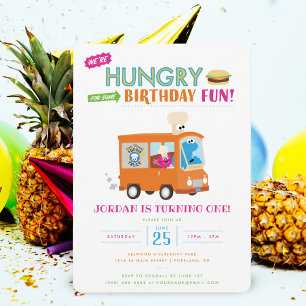 Sesamstraat   Kookie Monster Food Truck Birthday Kaart