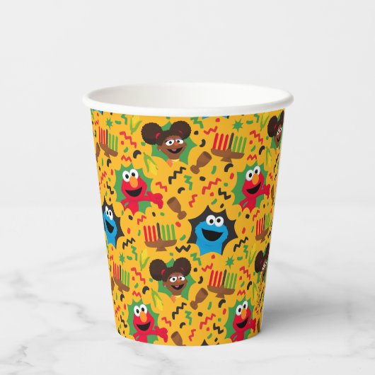 Sesamstraat Kwanzaa patroon Papieren Bekers (Achterkant)