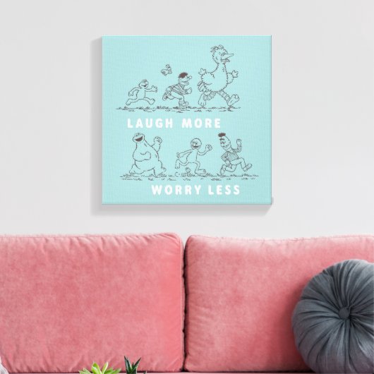 Sesamstraat | Lach meer zorgen minder Canvas Afdruk (Insitu (Woonkamer))