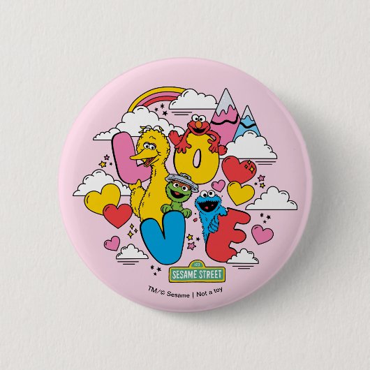 Sesamstraat | Liefde Ronde Button 5,7 Cm (Voorkant)