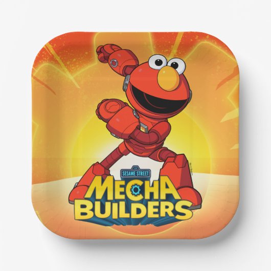 Sesamstraat | Mecha Builders Elmo Papieren Bordje (Voorkant)
