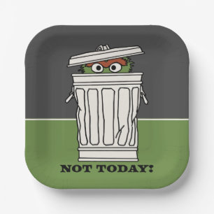 Sesamstraat Oscar de Grouch Niet Vandaag! Papieren Bordje