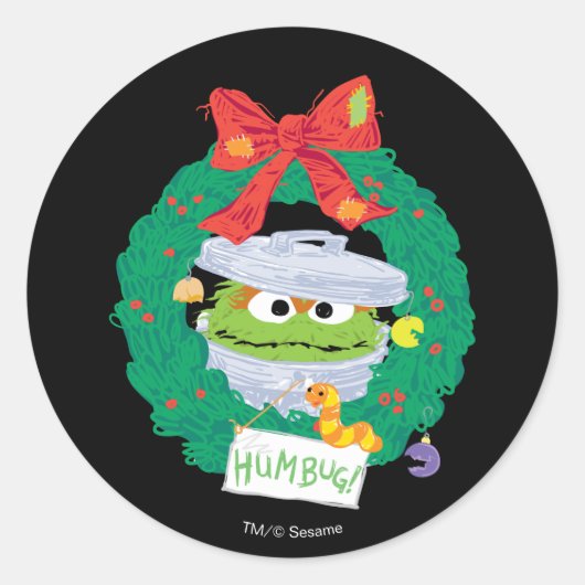 Sesamstraat | Oscar de Grouch Wreath Ronde Sticker (Voorkant)