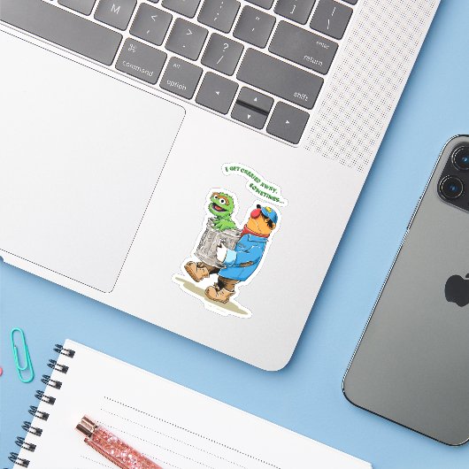 Sesamstraat | Oscar en Bruno, het Man afval Sticker (Laptop met iPhone)