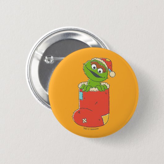 Sesamstraat |  Oscar in Stocking Ronde Button 5,7 Cm (Voorkant /achterkant)