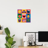 Sesamstraat personages | Colorblock Grid Poster (Thuiskantoor)