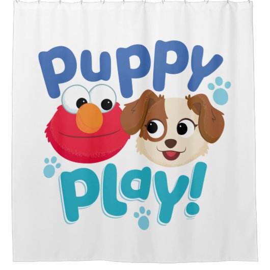 Sesamstraat | Puppy Play Elmo & Tango Douchegordijn (Voorkant)