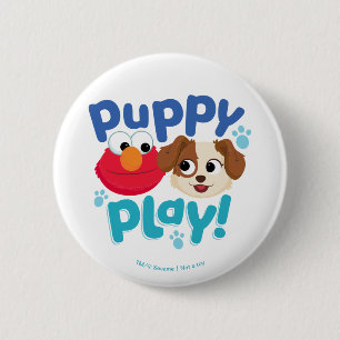 Sesamstraat   Puppy Play Elmo & Tango Ronde Button 5,7 Cm