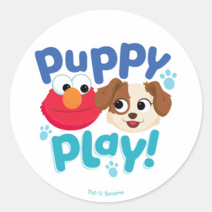 Sesamstraat   Puppy Play Elmo & Tango Ronde Sticker