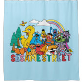 Sesamstraat | Regenbooggolf Douchegordijn (Voorkant)