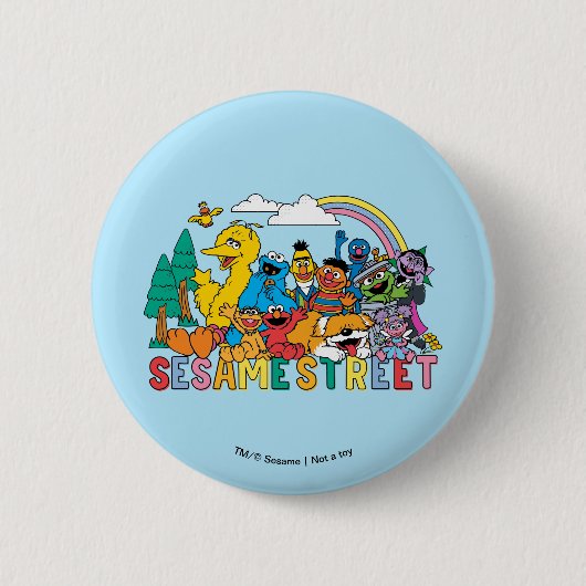 Sesamstraat | Regenbooggolf Ronde Button 5,7 Cm (Voorkant)