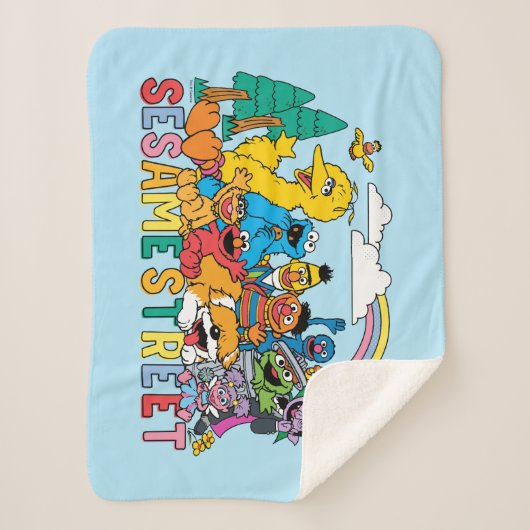 Sesamstraat | Regenbooggolf Sherpa Deken (Voorkant)