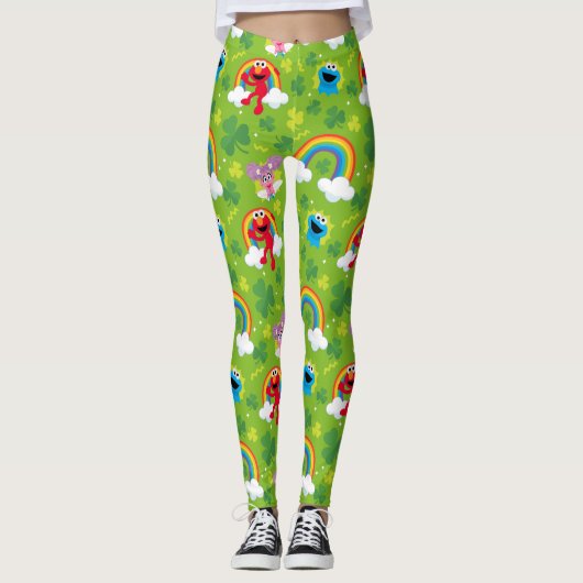 Sesamstraat Shamrock en Rainbow Pattern Leggings (Voorkant)