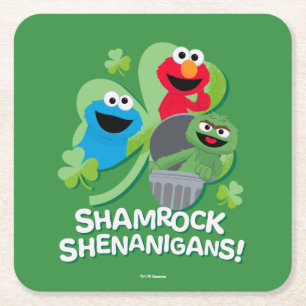 Sesamstraat Shamrock Shenanigans! Vierkante Kartonnen Onderzetter