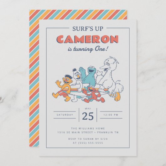 Sesamstraat | Surf's Up Summer Birthday Kaart (Voorkant / Achterkant)