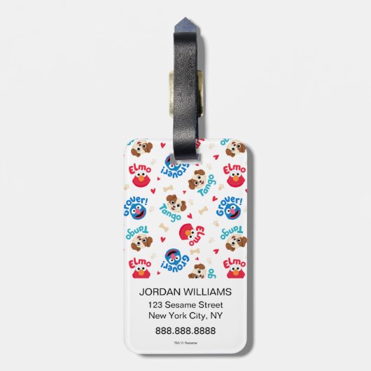 Sesamstraat | Tango, Elmo en Grover Pattern Bagagelabel (Achterkant verticaal)