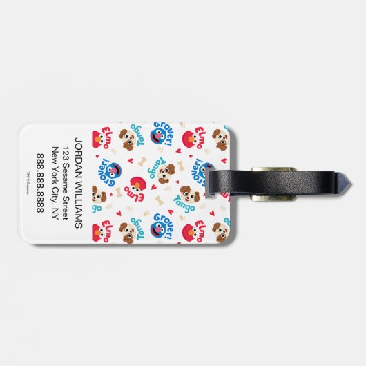 Sesamstraat | Tango, Elmo en Grover Pattern Bagagelabel (Achterkant horizontaal)