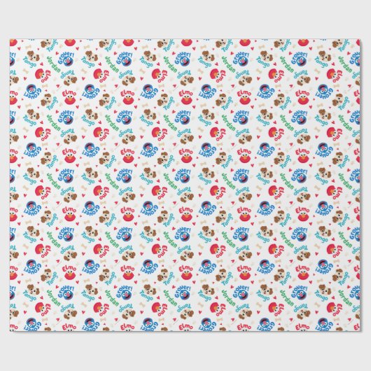 Sesamstraat | Tango, Elmo en Grover Pattern Cadeaupapier (Vlak)