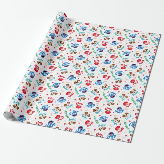 Sesamstraat | Tango, Elmo en Grover Pattern Cadeaupapier (Uitgerold)