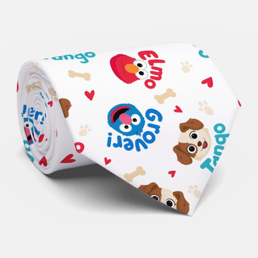 Sesamstraat | Tango, Elmo en Grover Pattern Stropdas (Opgerold)