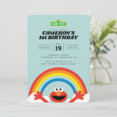 Sesamstraat | Uitnodiging van Elmo Rainbow Birthda (Staand voorkant)