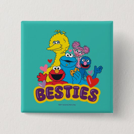 Sesamstraat Valentijn Besties Vierkante Button 5,1 Cm (Voorkant)
