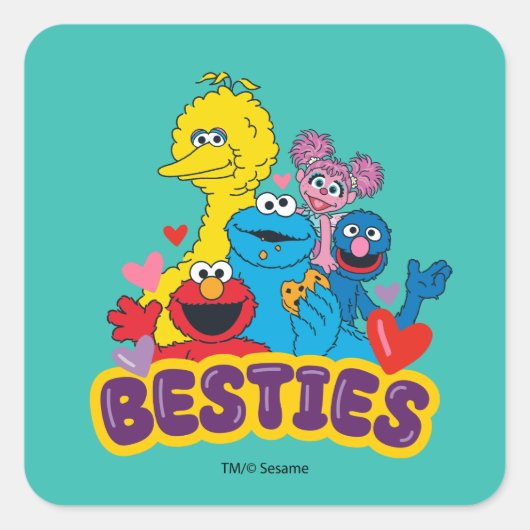 Sesamstraat Valentijn Besties Vierkante Sticker (Voorkant)