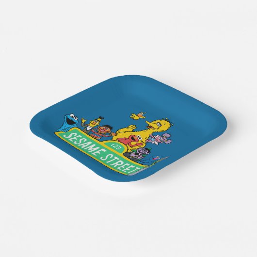 Sesamstraat | Volledige kleur met maten Papieren Bordje (Gebogen)